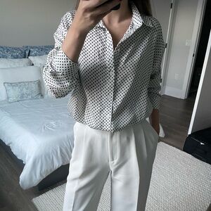 Missguided Black and White Polka Dot Button Down Shirt
